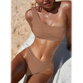 Plain One Shoulder Bikini Swimsuit by DailySale