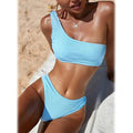 Plain One Shoulder Bikini Swimsuit by DailySale