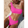 Plain One Shoulder Bikini Swimsuit by DailySale