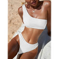 Plain One Shoulder Bikini Swimsuit by DailySale