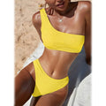Plain One Shoulder Bikini Swimsuit by DailySale