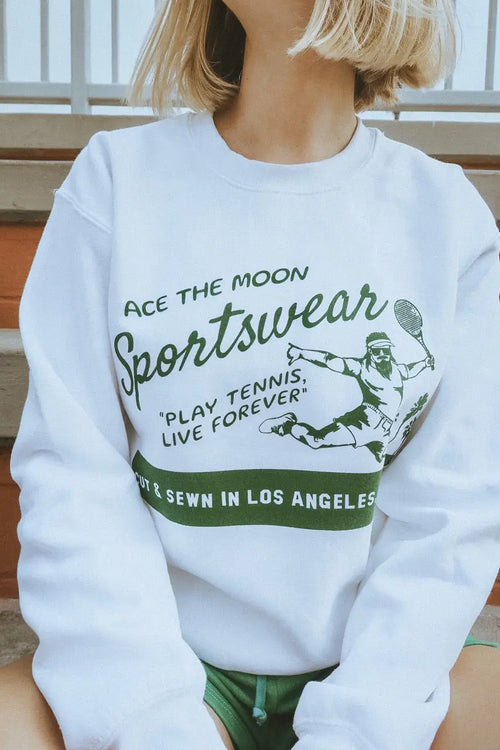 Play Tennis, Live Forever Sweatshirt by Ace The Moon