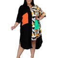 Plus Size Dress Color Block Loose Shirt Dress by DailySale