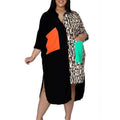 Plus Size Dress Color Block Loose Shirt Dress by DailySale