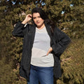 Plus Size Glossy Drawstring Hem Button-Down Coach Jacket by DailySale