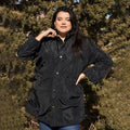 Plus Size Glossy Drawstring Hem Button-Down Coach Jacket by DailySale