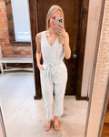 Pocketed Chambray Sleeveless Jumpsuit by Boutique 23