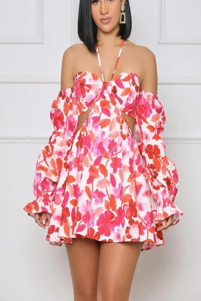 Poppy Fields Cut Out Mini Dress by Fasheabe