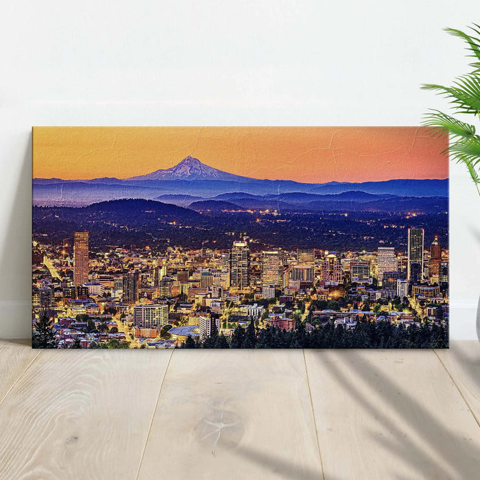 Portland Oregon Skyline Canvas Wall Art by Tailored Canvases