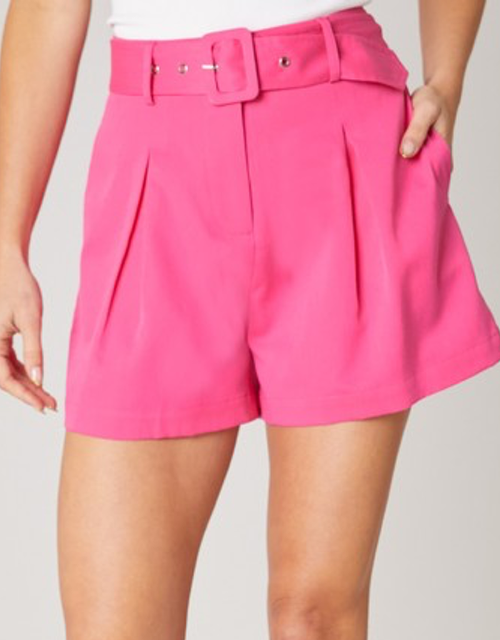 Power Moves High Waisted Shorts - Fuschia by Boutique 23