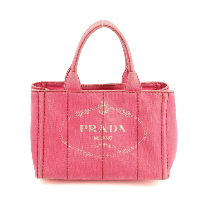 Prada 2Way Canvas Canapa Logo Tote Pink Small #3053 by Bolt Boutique
