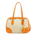 Prada Beige / Orange Canvas &amp; Leather Boston Bowler Bag #2714 by Bolt Boutique