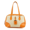 Prada Beige / Orange Canvas &amp; Leather Boston Bowler Bag #2714 by Bolt Boutique