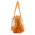 Prada Beige / Orange Canvas &amp; Leather Boston Bowler Bag #2714 by Bolt Boutique
