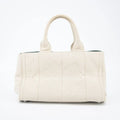 Prada Beige x Green Canapa Canvas x Satin Flower Tote Bag #2265 by Bolt Boutique