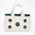 Prada Beige x Green Canapa Canvas x Satin Flower Tote Bag #2265 by Bolt Boutique