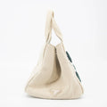 Prada Beige x Green Canapa Canvas x Satin Flower Tote Bag #2265 by Bolt Boutique
