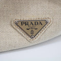 Prada Beige x Green Canapa Canvas x Satin Flower Tote Bag #2265 by Bolt Boutique