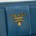Prada Blue Saffiano Leather Long Bow Zip Around Wallet #3427 by Bolt Boutique