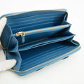 Prada Blue Saffiano Leather Long Bow Zip Around Wallet #3427 by Bolt Boutique
