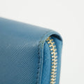 Prada Blue Saffiano Leather Long Bow Zip Around Wallet #3427 by Bolt Boutique