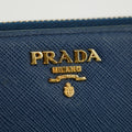 Prada Blue Saffiano Leather Zip Around Wallet #3599 by Bolt Boutique