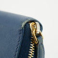 Prada Blue Saffiano Leather Zip Around Wallet #3599 by Bolt Boutique