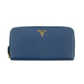 Prada Blue Saffiano Leather Zip Around Wallet #3599 by Bolt Boutique