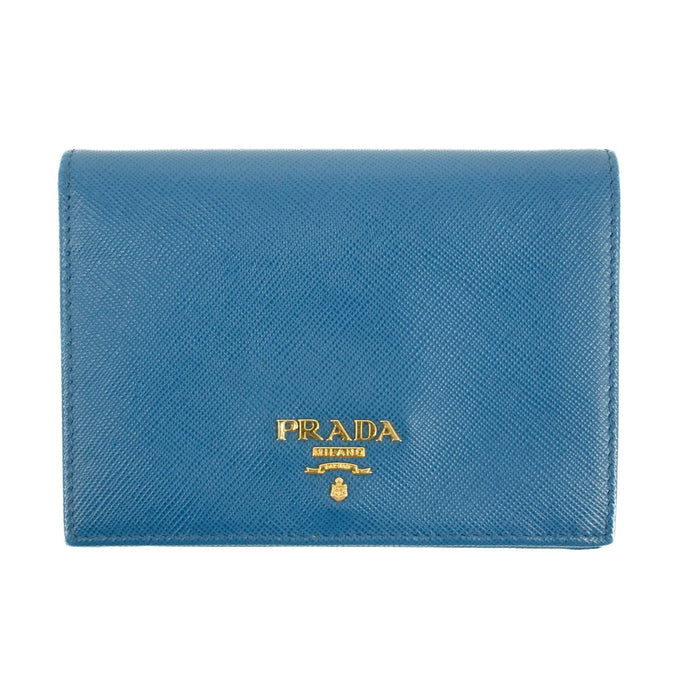 Prada Blue Saffiano Lux Leather Trifold Wallet #3143 by Bolt Boutique