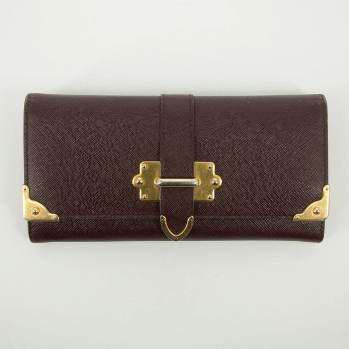 Prada Bordeaux Saffiano Leather Long Wallet #2467 by Bolt Boutique