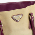 Prada Canvas x Leather Beige x Purple Tote Bag #1743 by Bolt Boutique