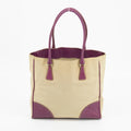 Prada Canvas x Leather Beige x Purple Tote Bag #1743 by Bolt Boutique
