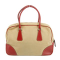 Prada Cinghiale Trimmed Canapa Handbag Beige / Red #2850 by Bolt Boutique