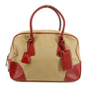 Prada Cinghiale Trimmed Canapa Handbag Beige / Red #2850