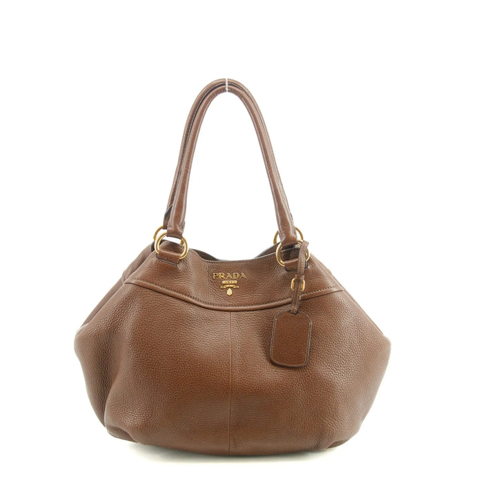 Prada Dark Brown Vitello Daino Handle Shoulder Bag #3575 by Bolt Boutique