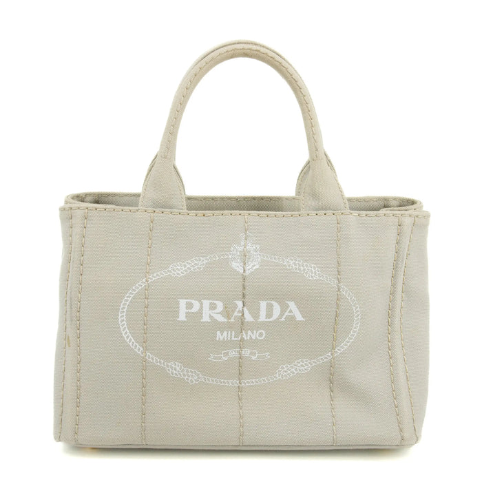 Prada Grey Canvas Canapa Logo 2Way Tote Bag Small #3595 by Bolt Boutique