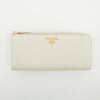 Prada Ivory Saffiano Leather L-shaped Zipper Long Wallet #2632