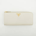 Prada Ivory Saffiano Leather L-shaped Zipper Long Wallet #2632 by Bolt Boutique