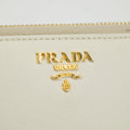 Prada Ivory Saffiano Leather L-shaped Zipper Long Wallet #2632 by Bolt Boutique