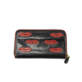 Prada Lips Applique Black Leather Zip Around Wallet #3955 by Bolt Boutique