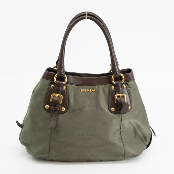 Prada Military Green Tessuto Jacquard Logo 2-Way Tote Bag #1768 by Bolt Boutique