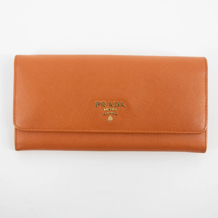 Prada Orange Saffiano Leather Long Wallet #2270 by Bolt Boutique