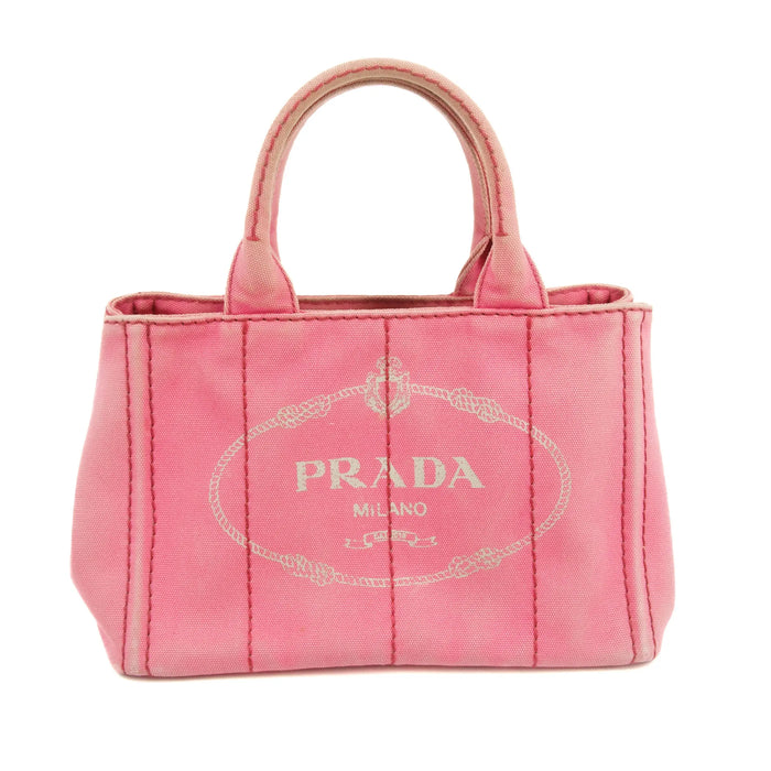 Prada Pink Canvas Canapa Logo 2Way Tote Bag Small #3600 by Bolt Boutique