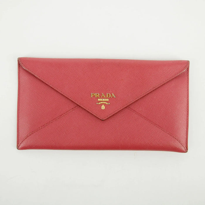 Prada Pink Saffiano Leather Letter Long Wallet #2639 by Bolt Boutique