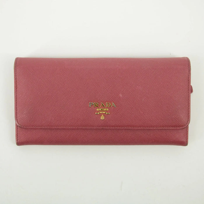 Prada Pink Saffiano Leather Long Wallet #2466 by Bolt Boutique