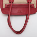 Prada Red/Beige Saffiano Cuir-Trimmed Canapa Tote #1815 by Bolt Boutique