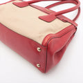 Prada Red/Beige Saffiano Cuir-Trimmed Canapa Tote #1815 by Bolt Boutique