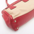 Prada Red/Beige Saffiano Cuir-Trimmed Canapa Tote #1815 by Bolt Boutique