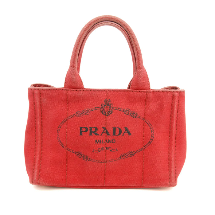 Prada Red Canvas Canapa Logo Tote Bag Small #3574 by Bolt Boutique