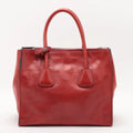Prada Red Leather Glace Double Zip 2 Way Tote Bag #1941 by Bolt Boutique
